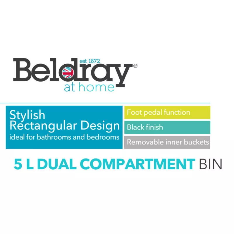 Cubo de basura de doble compartimento Beldray LA035235BLKFEU7 5 litros Negro