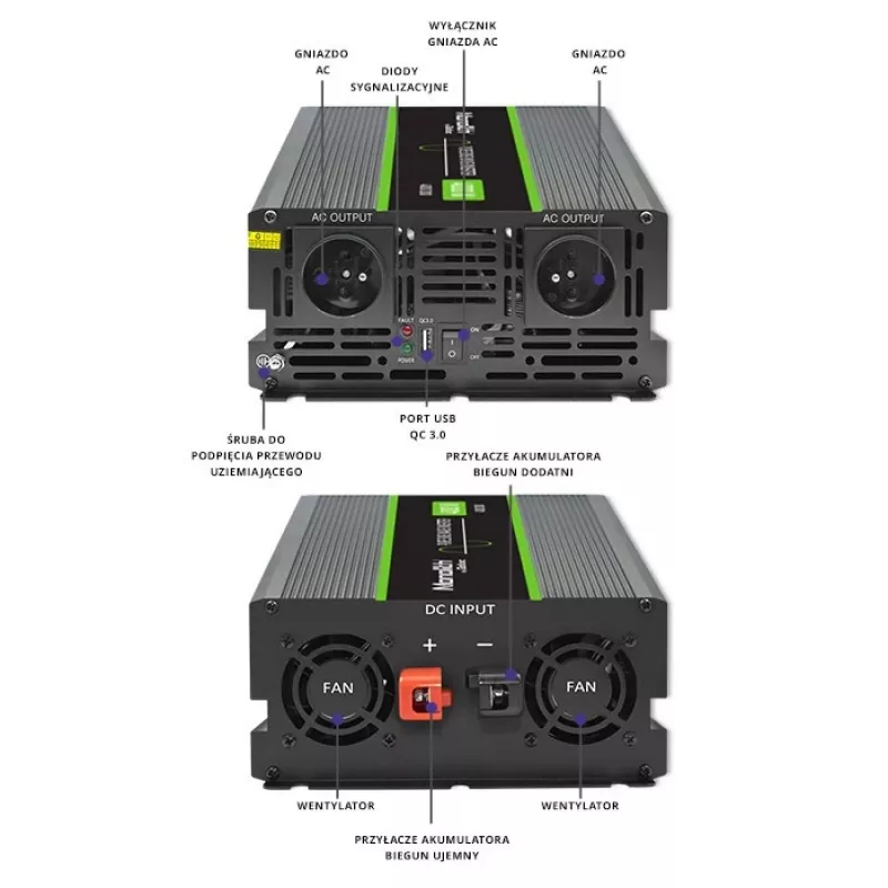 Qoltec Monolith Adaptador/convertidor de corriente para coche 4000 W Negro