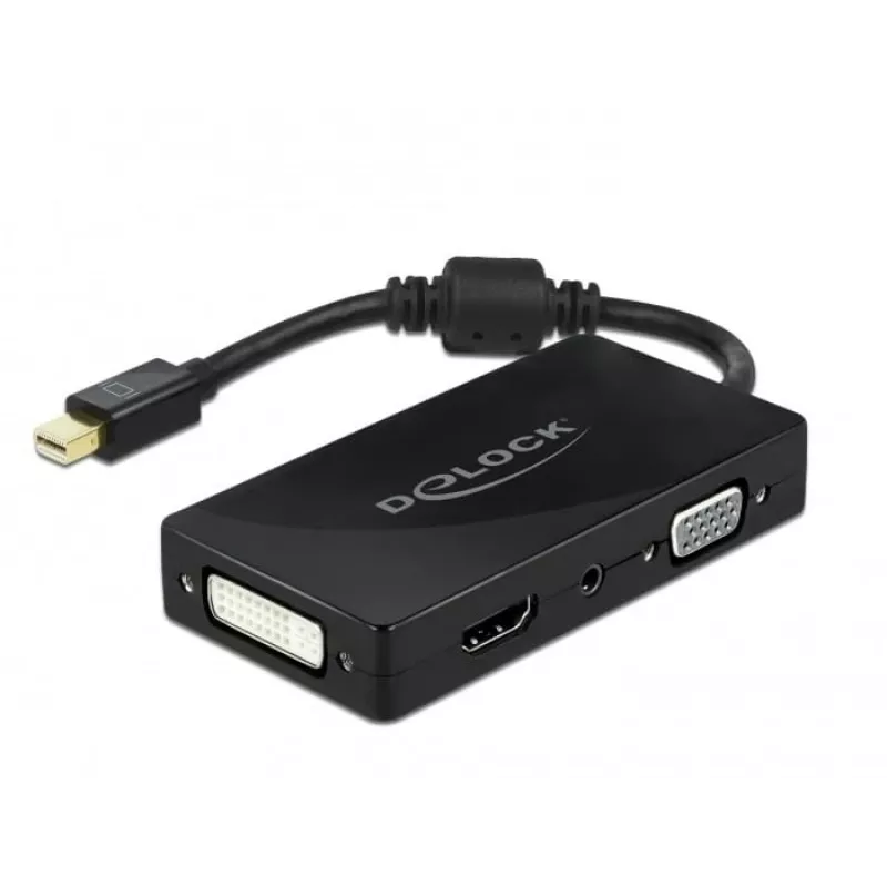 DeLOCK Mini DisplayPort 1.2 a VGA HDMI DVI Audio 4K pasivo negro