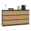 Cómoda Top e Shop M6 140 ANT/ART, 6 cajones, antracita roble, 1380×750×400 mm