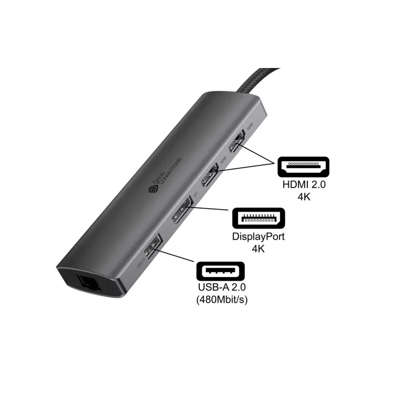 Alcasa HUB-C001A hub de interfaz USB Type-C 5000 Mbit/s antracita