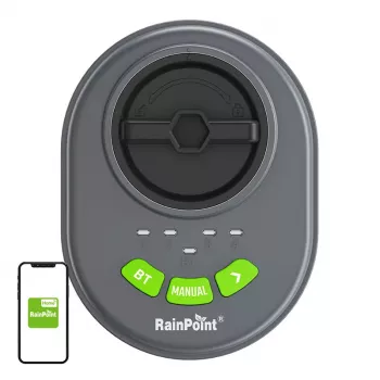 Control de riego RainPoint HIC406B — control por app Bluetooth de 4 zonas