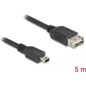 Cable USB DeLOCK USB 2.0 5 m Mini-USB B USB A negro