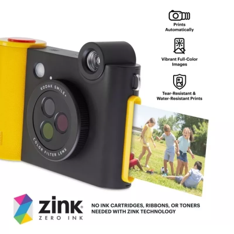 Cámara instantánea Kodak SMILE+ 2x3 Negra — cámara instantánea portátil con copias 2×3