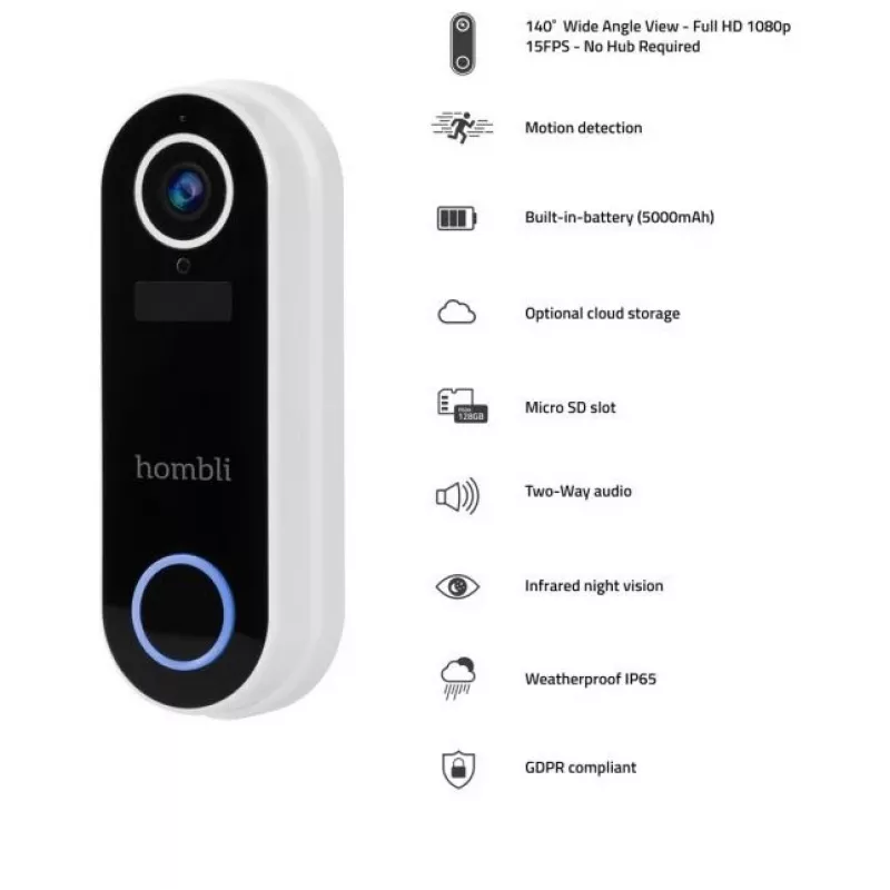 Timbre inteligente Hombli 2 (blanco) + timbre