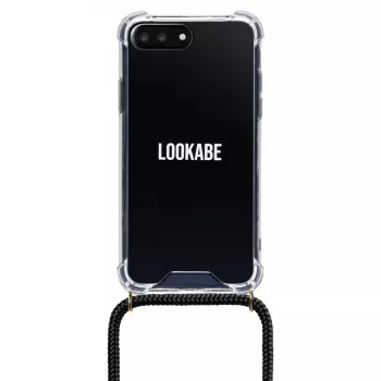 Collar para teléfono Lookabe para iPhone 7/8 Plus — cadena dorada, funda negra
