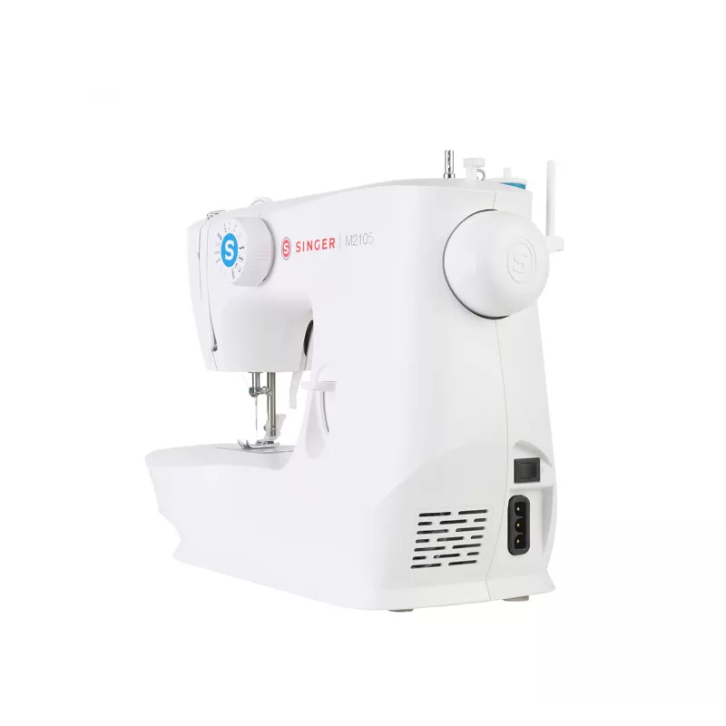 Máquina de coser semiautomática SINGER M2105 – 8 tipos de puntada, ojal en 4 pasos, brazo libre, eléctrica, blanca