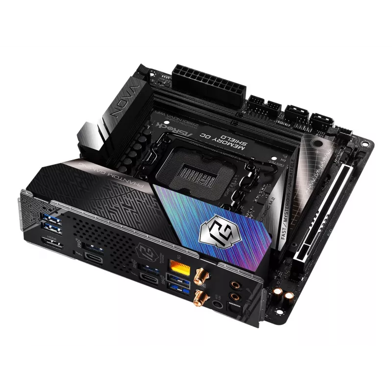 Placa base ASRock Phantom Gaming Z890I Nova WiFi — Intel Z890, LGA 1851, Mini-ITX, DDR5, 2x M.2, Wi‑Fi 6E/7, 5Gb LAN, Thunderbolt