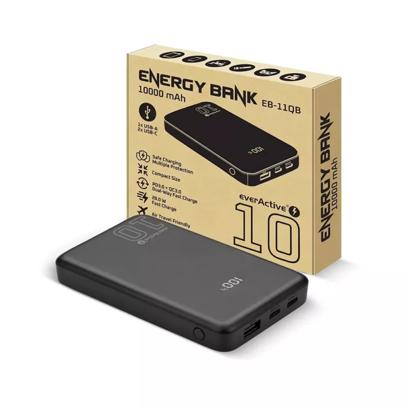 Batería externa portátil everActive EB-11QB 10.000 mAh, 2× USB-C 20W (QC4.0)