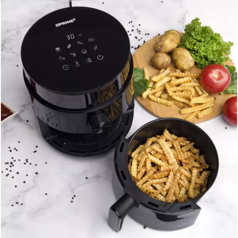 Freidora de aire PRIME3 SAF31 – 2,5 L, 1200 W, freidora de aire sin aceite, negra