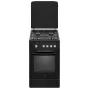 Cocina de gas MPM MPM-56-KGF-21/B — 4 fuegos acero inoxidable, horno 54 l, control por mandos
