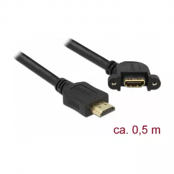 Cable HDMI DeLOCK 85467 0,5 m Type-A conector macho a conector hembra negro