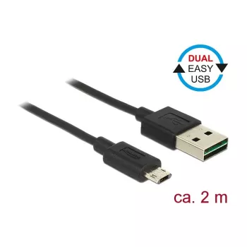 Cable USB DeLOCK 83850 USB 2.0 2 m USB A a Micro-USB B negro