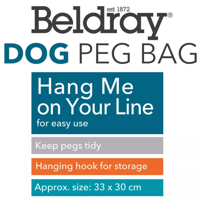 Bolsa para pinzas de ropa Beldray LA032005DFEU7 con motivo de perro, almacenaje de tela de pared