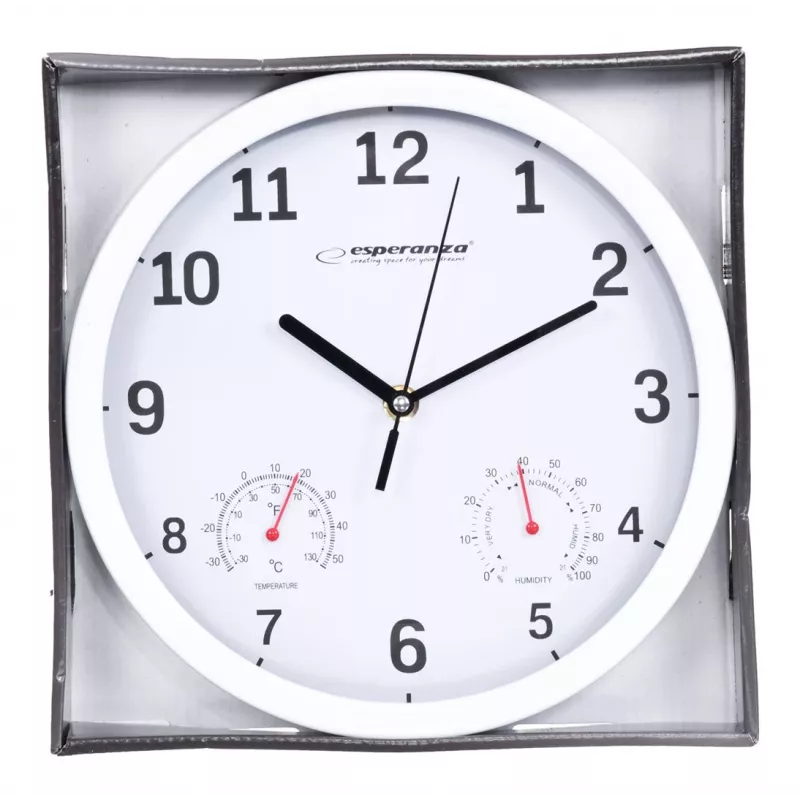 Esperanza EHC016W Reloj de pared/sobremesa de cuarzo redondo blanco