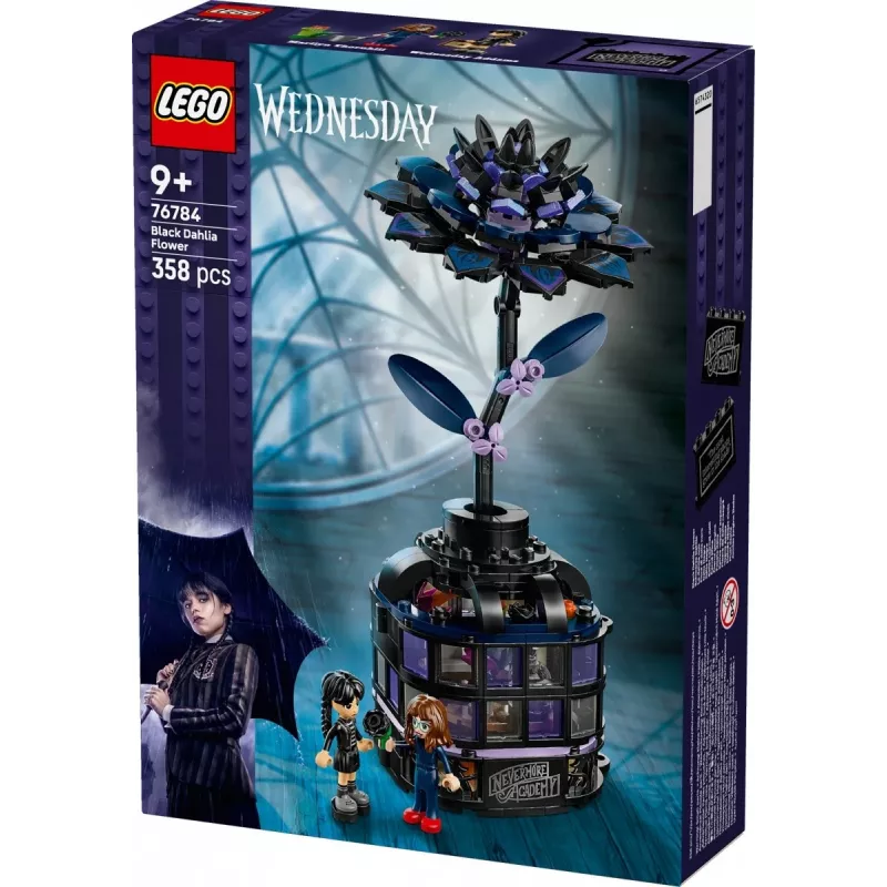 Set de construcción LEGO Wednesday 76784 flor de Dahlia Negra — modelo decorativo, 358 piezas, 9+ años