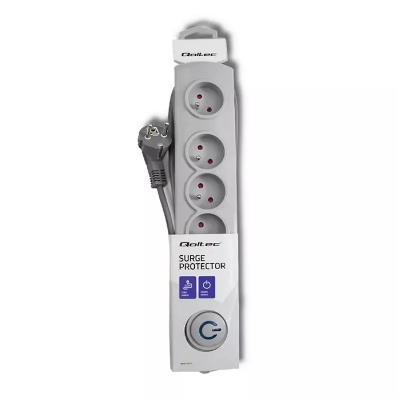 Protector contra sobretensiones Qoltec 50272 Gris 5 tomas AC 230V 3m