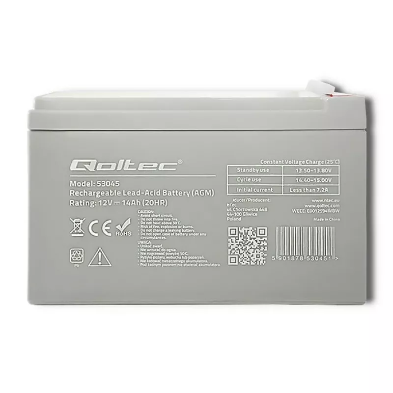 Qoltec 53045 Batería AGM 12V 14Ah