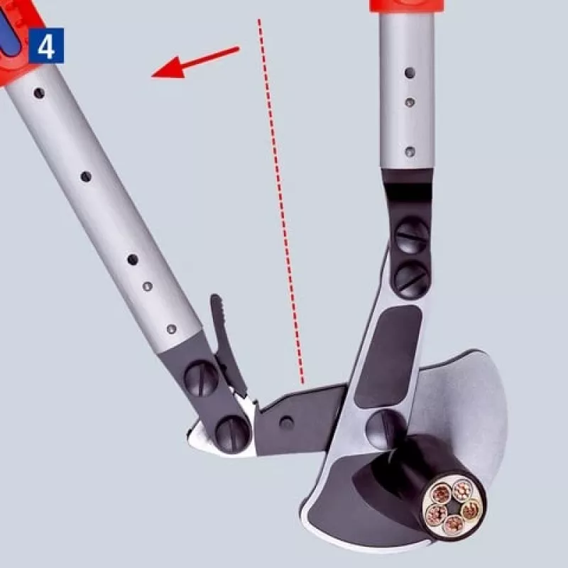 Tijera de cables Knipex 9532038, herramienta de corte con trinquete para cables