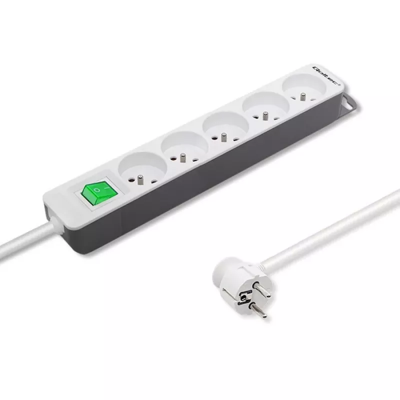 Regleta de alimentación Qoltec 50290 1,8 m 5 tomas de corriente para interior Blanco