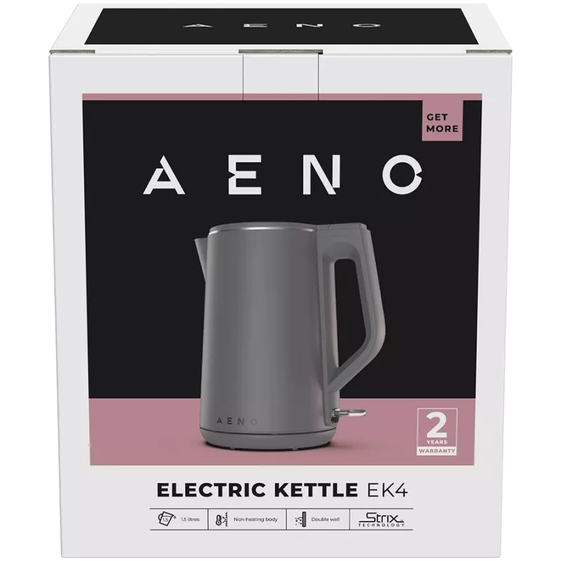 AENO hervidor EK4: 1850-2200W, 1,5L, Strix, doble pared, exterior frío, apagado automático, protección contra funcionamiento en seco