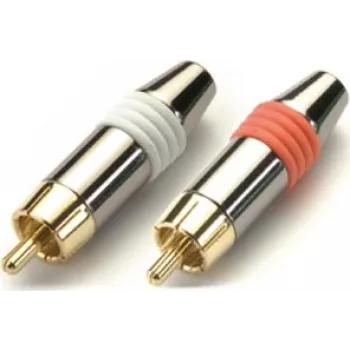 Juego de conectores macho RCA Kindermann KIN 7489000212 — conectores de audio rojo y blanco