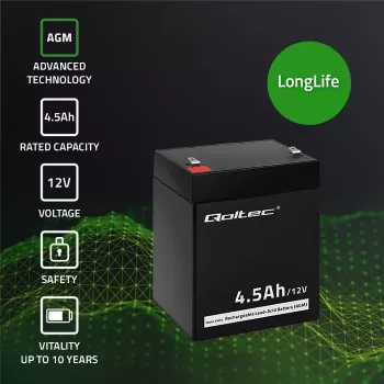 Batería AGM Qoltec 53033 4.5 Ah 15 V 65.5 A moto
