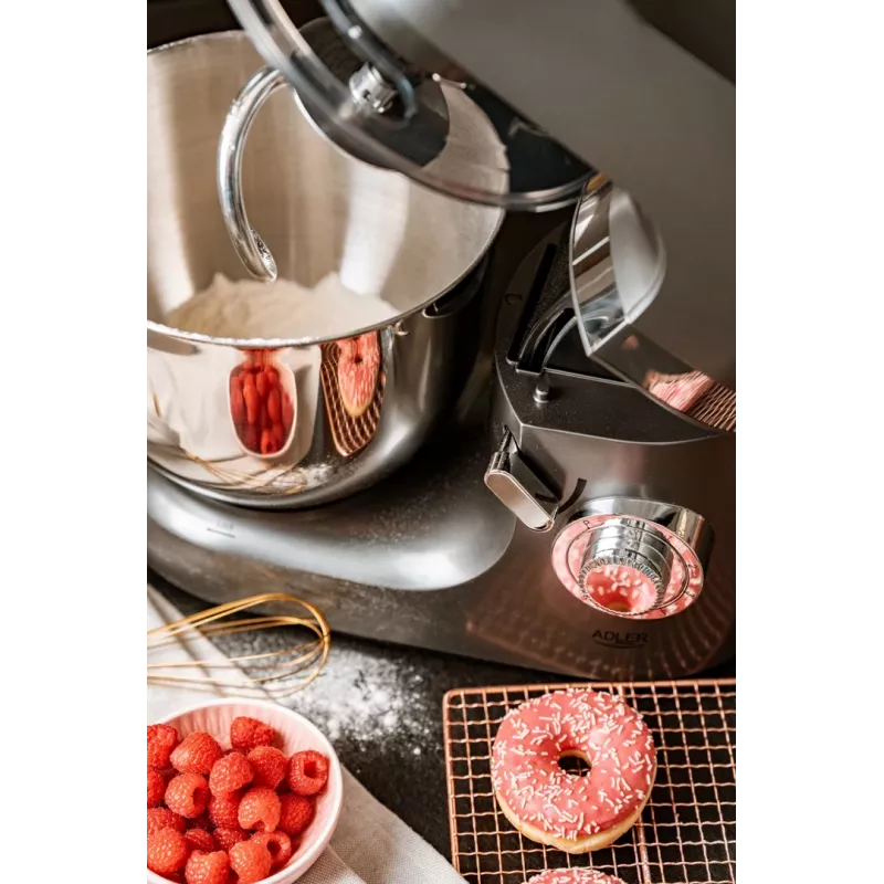 Robot de cocina Adler AD 4221 — bol de acero inoxidable de 7 L, 1200 W, 6 velocidades, batidor planetario