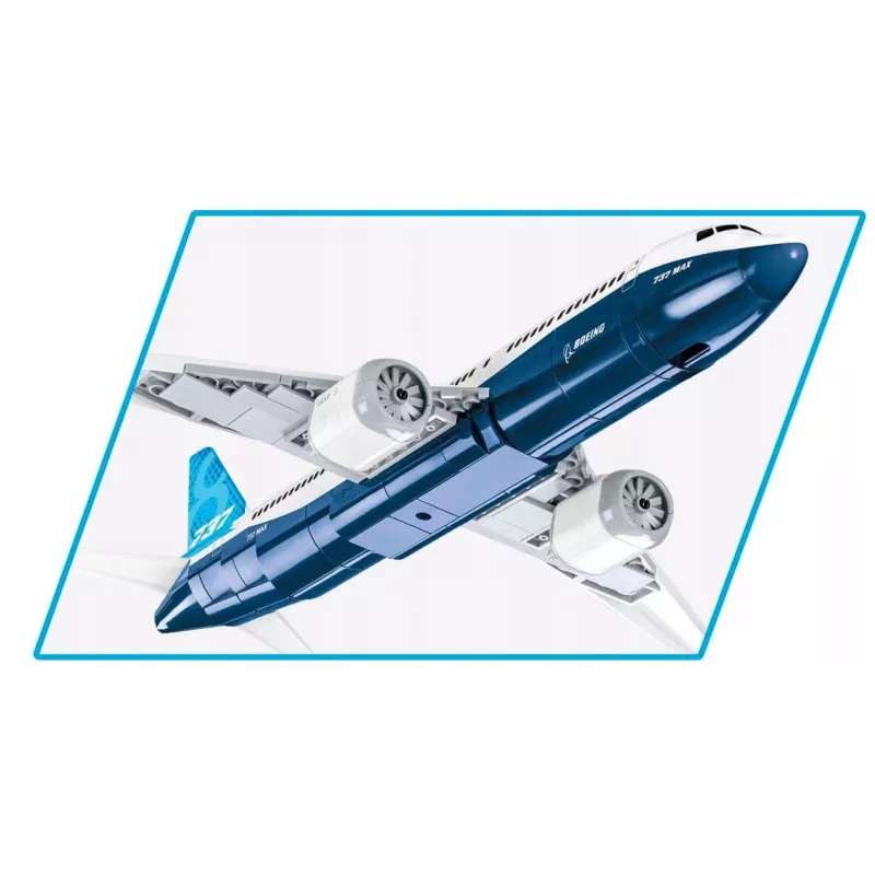 Set de construcción Cobi Boeing 737-8 — 340 piezas, edad recomendada 7+, azul y blanco