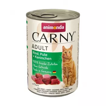 ANIMONDA Carny Adult Ternera, Pavo, Conejo - Comida húmeda para gatos - 400 g