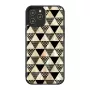 Funda protectora iKins para Apple iPhone 12 / 12 Pro — patrón de pirámides, negro