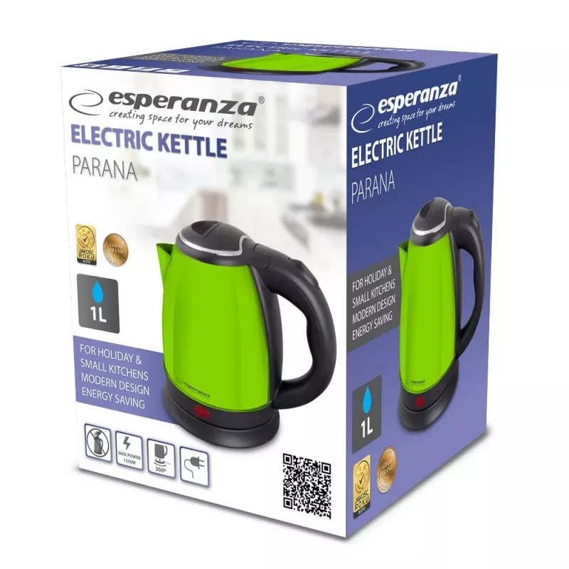 Hervidor eléctrico ESPERANZA EKK128G 1,0 l 1350 W sin cable carcasa de plástico verde