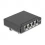 Patch panel DELOCK mini sobremesa RJ45 4 puertos Cat.6A apantallado negro, metal, 90×22×93 mm