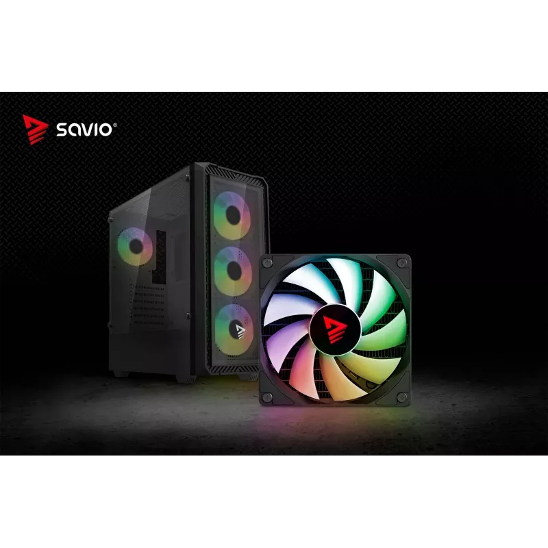Savio Noctis Glass RGB Cube caja para PC, ATX/Micro-ATX/Mini-ITX, frontal de vidrio templado, ventiladores RGB, negra
