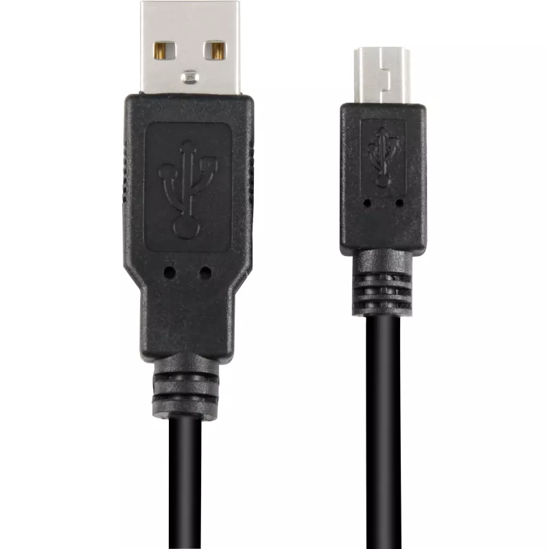 Cable USB 2.0, conector macho USB-A > conector macho Mini-USB (negro, 0,5 metros, doble apantallado)