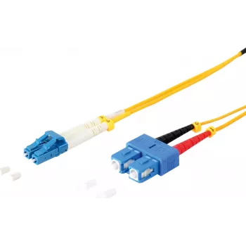 Cable de parcheo dúplex de fibra óptica ShiverPeaks 77810 LC–SC 9/125µm OS1/OS2 3,0 m