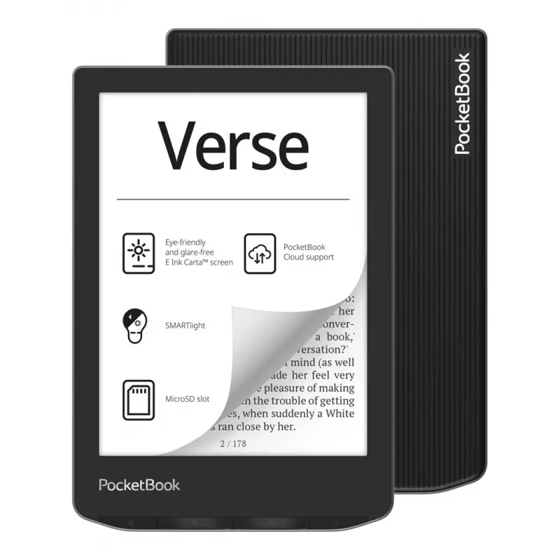 Lector de libros electrónicos PocketBook Verse 6 pulgadas E Ink Carta, 8 GB, Wi‑Fi, negro/plata