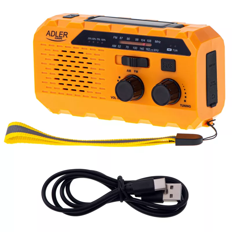 Radio portátil Adler AD 1197 con linterna y función de alarma