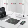 Regleta de enchufes MACLEAN MCE394W — 3 enchufes, 3×USB 2,1A, 110–240V AC, 2500W, cable de 1,5 m, blanca