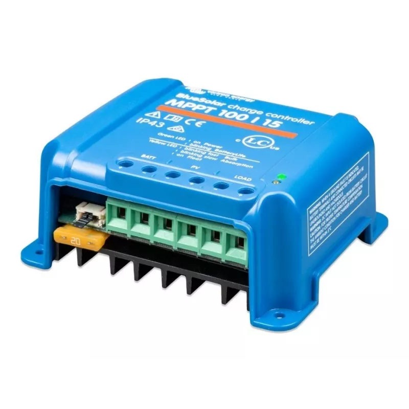 Regulador de carga solar MPPT Victron Energy BlueSolar 100/15 — 15A, 100V máx. PV