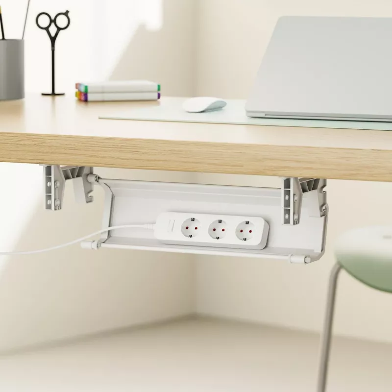 Organizador de cables/regletas bajo escritorio Maclean, carga máx. 5 kg, blanco, MC-106 W