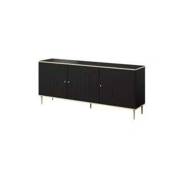 Cómoda GLAMOUR 180x40x75,5 cm, negro mate + dorado