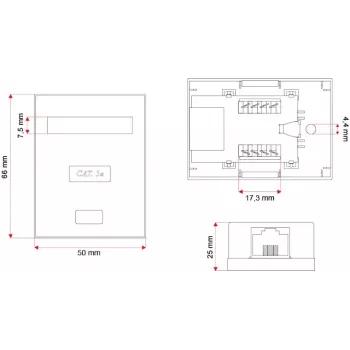 Toma de red Alantec GN005 — Cat5e, apantallamiento F/UTP (FTP), blanco, 50×66×25 mm
