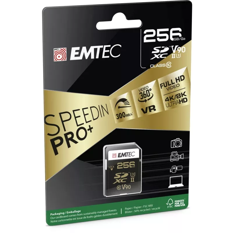 Memoria flash Emtec 256 GB UHS-II SpeedIN Pro+