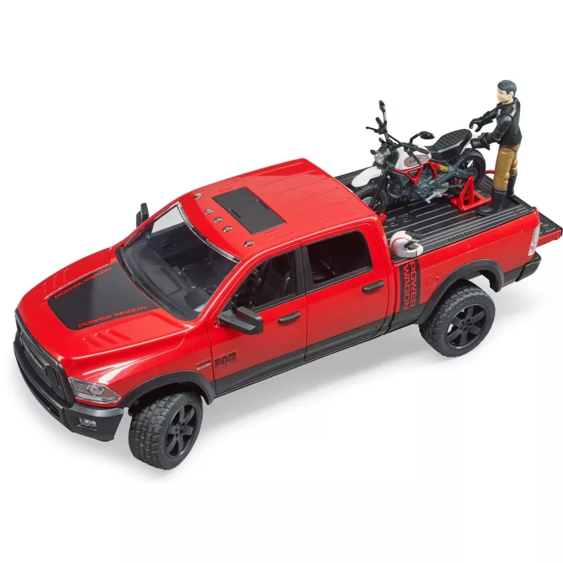 Dodge RAM 2500 Power Wagon con remolque y moto Ducati 02502 BRUDER