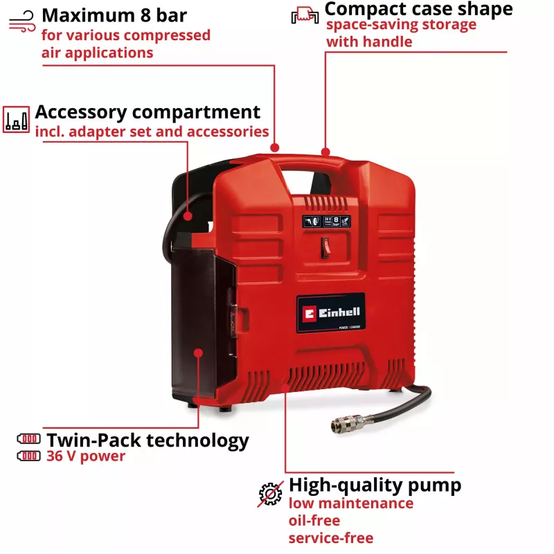 Compresor de aire Einhell TE-AC 36/8 130 l/min 8 bar de batería