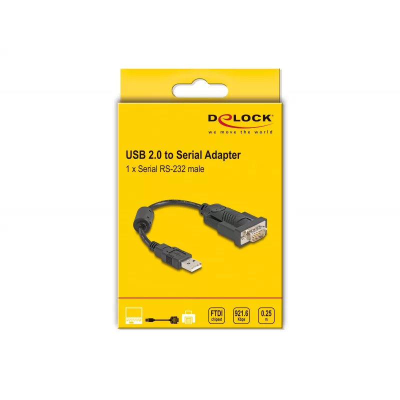 Cable serie DeLOCK 61549 negro 0,25 m USB Type-A RS-232