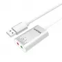 Conversor de audio Unitek Y-247A, plateado, conector USB Type-A, compacto 12×28×46 mm