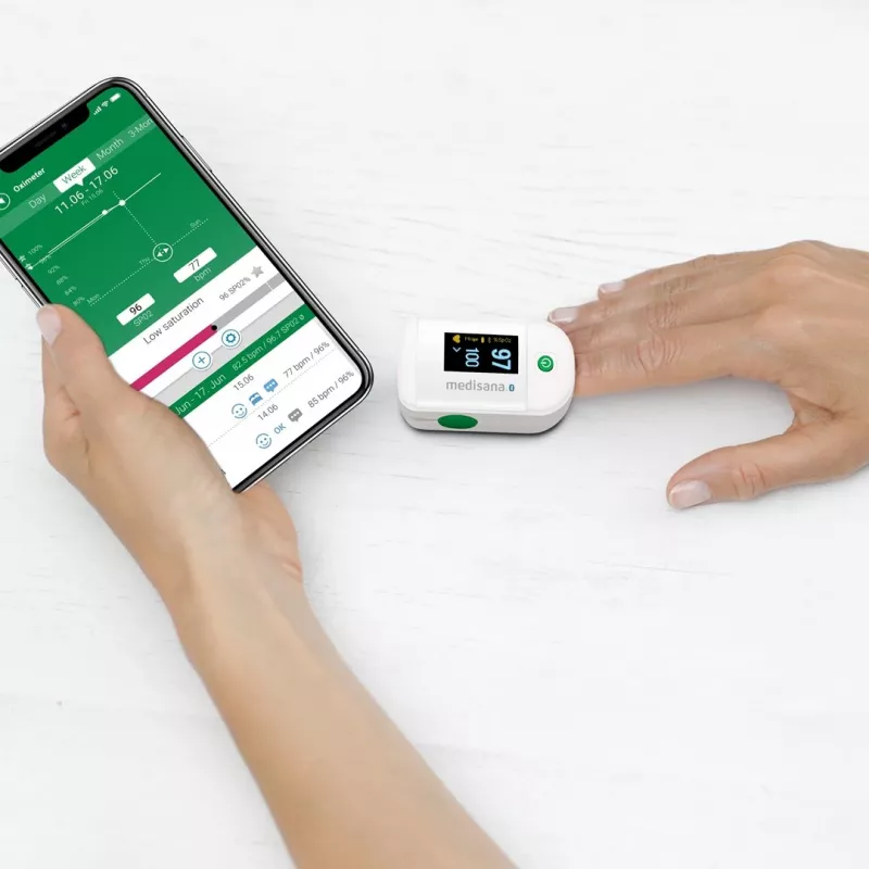 Medisana PM 100 Connect pulsioxímetro, gris/blanco