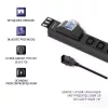 Qoltec 53999 Regleta PDU para rack de 19 pulgadas, 1U, 8x IEC C13, 10 A, con disyuntor, 2 m